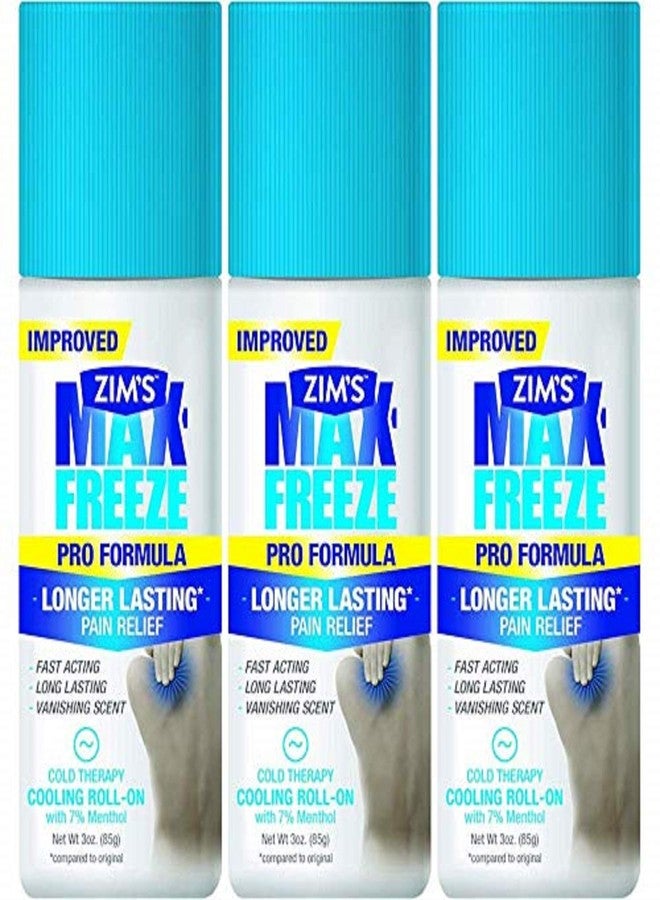 Zim's Max Freeze Pro Formula Longer Lasting Pain Relief Cold Therapy Cooling Roll-On 3 Oz. (Pack of 3)